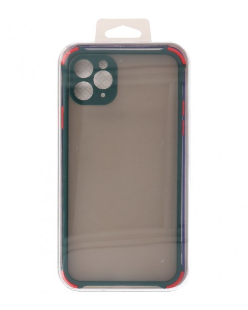 iPhone 11 Pro Max - SIliconen Anti-shock hardcase combi donker groen/rood