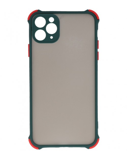 iPhone 11 Pro Max - Siliconen anti-shock hardcase combi groen/rood