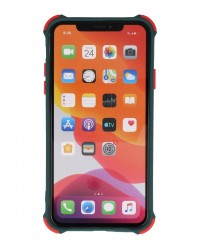 iPhone 11 Pro Max - SIliconen Anti-shock hardcase combi donker groen/rood