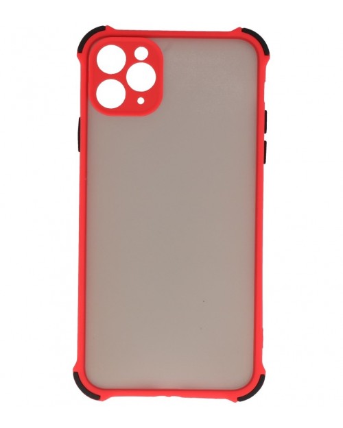 iPhone 11 Pro - Siliconen anti-shock hardcase combi rood/zwart