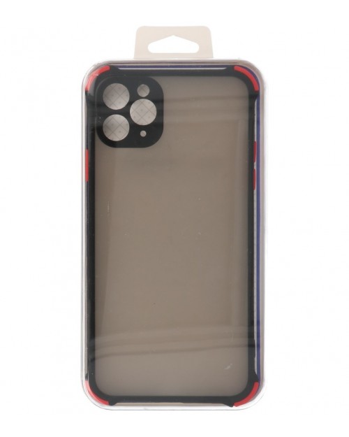 iPhone 11 Pro Max - SIliconen anti-shock hardcase combi zwart/rood