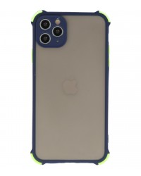 iPhone 11 Pro Max - SIliconen Anti-shock hardcase combi blauw/groen