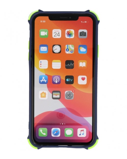 iPhone 11 Pro - Siliconen anti-shock hardcase combi blauw/groen