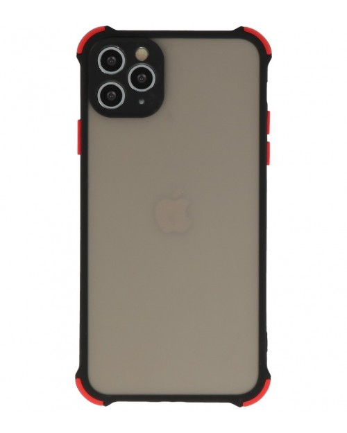 iPhone 11 Pro - Siliconen anti-shock hardcase combi zwart/rood