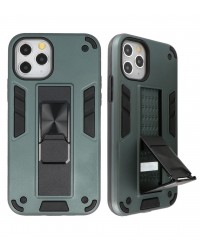 iPhone 11 Pro Max - Siliconen stand hardcase donker groen