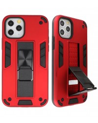 iPhone 11 Pro Max - Siliconen stand hardcase rood