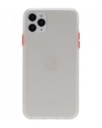 iPhone 11 Pro Max - Siliconen hardcase combi transparant rood