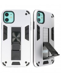 iPhone 11 - Siliconen stand hardcase wit