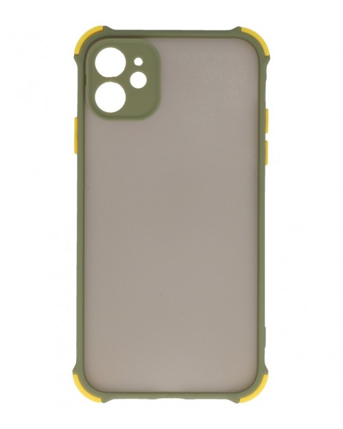 iPhone 11 - Siliconen anti-shock hardcase combi groen/geel
