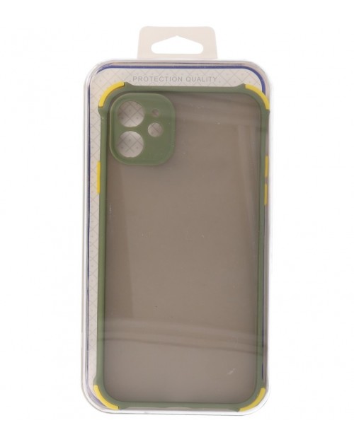 iPhone 11 - Siliconen anti-shock hardcase combi groen/geel