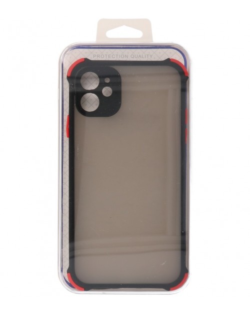 iPhone 11 - Siliconen anti-shock hardcase combi zwart/rood