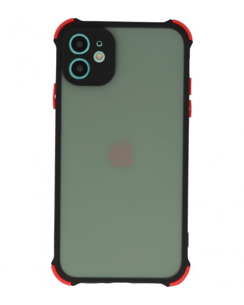 iPhone 11 - Siliconen anti-shock hardcase combi zwart/rood