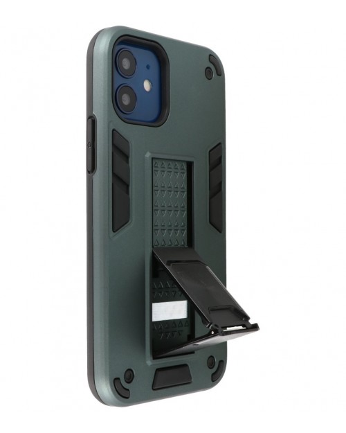 Iphone 12 mini - Siliconen hardcase stand donker groen