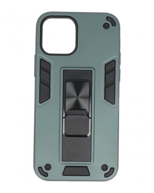Iphone 12 mini - Siliconen hardcase stand donker groen