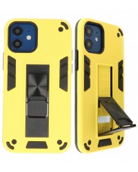 Iphone 12 mini - Siliconen hardcase stand geel