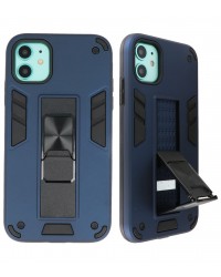 Iphone 12 mini - Siliconen hardcase stand blauw
