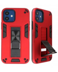 iPhone 12 mini - Siliconen stand hardcase rood