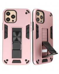 iPhone 12 Pro Max - Silicone stand hardcase roze