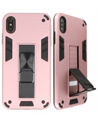 iPhone X / XS - Siliconen stand hardcase roze