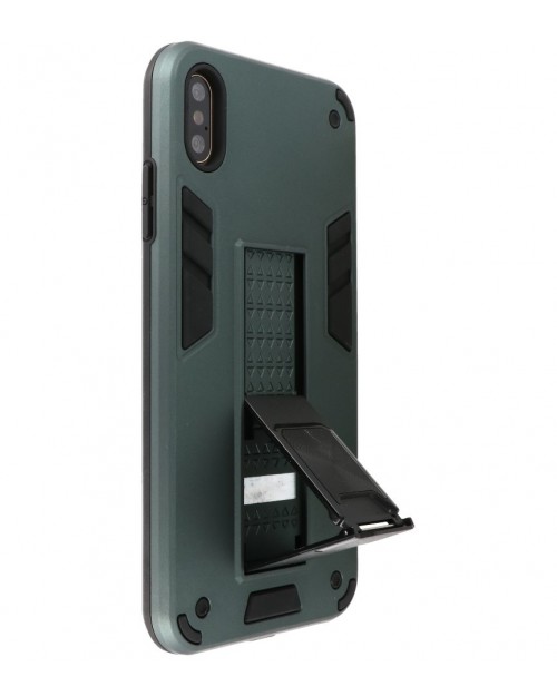 iPhone X / XS - Siliconen stand hardcase donker groen