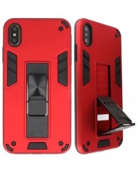 iPhone X / XS - Siliconen stand hardcase rood