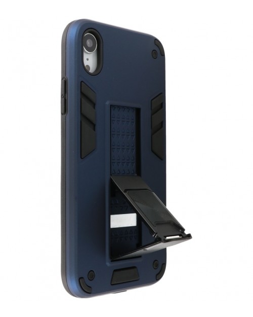 iPhone XR - Siliconen stand hardcase blauw