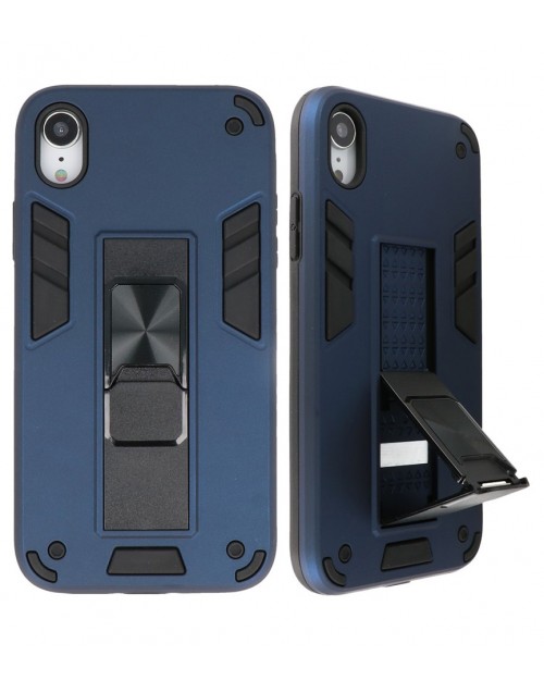 iPhone XR - Siliconen stand hardcase blauw