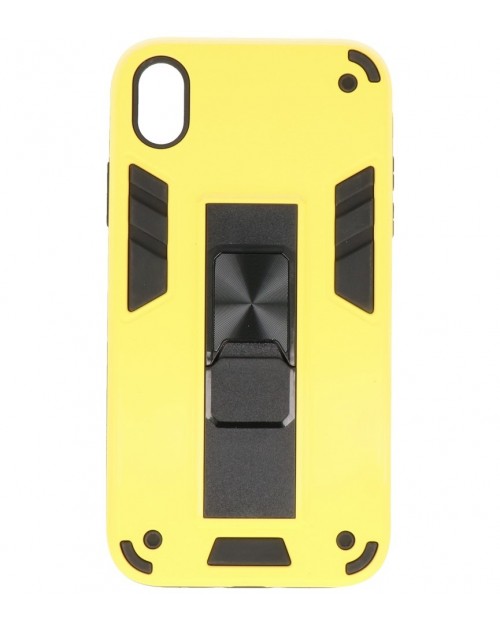iPhone XR - Siliconen stand hardcase geel