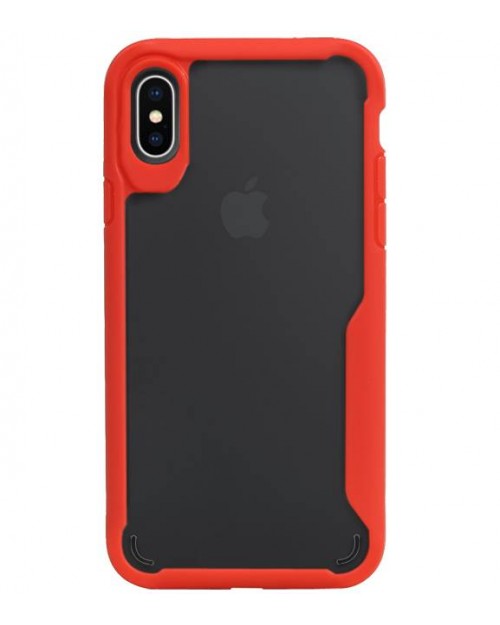 Iphone XS Max - Siliconen focus transparant hardcase rood