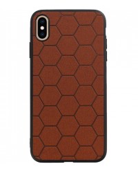 iPhone XS Max - Siliconen hexagon hardcase bruin