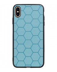 iPhone XS Max - Siliconen hexagon hardcase blauw