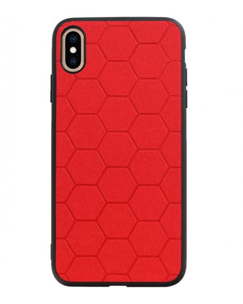 iPhone XS Max - Siliconen hexagon hardcase rood