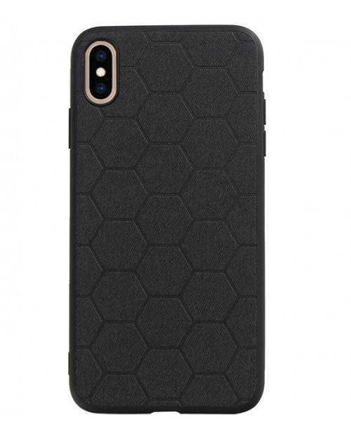 iPhone XS Max - Siliconen hexagon hardcase zwart