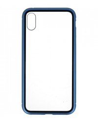 iPhone XS Max - Siliconen magnetisch blauw transparant