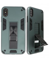 iPhone XS Max - Siliconen stand hardcase donker groen